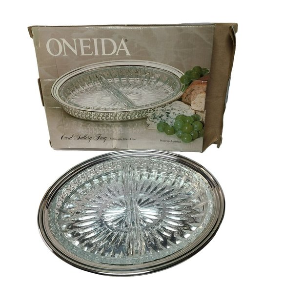 Vintage Oneida Oval Gallery Tray Divided Serving Tray Relish Dish Serveware - Picture 10 of 12